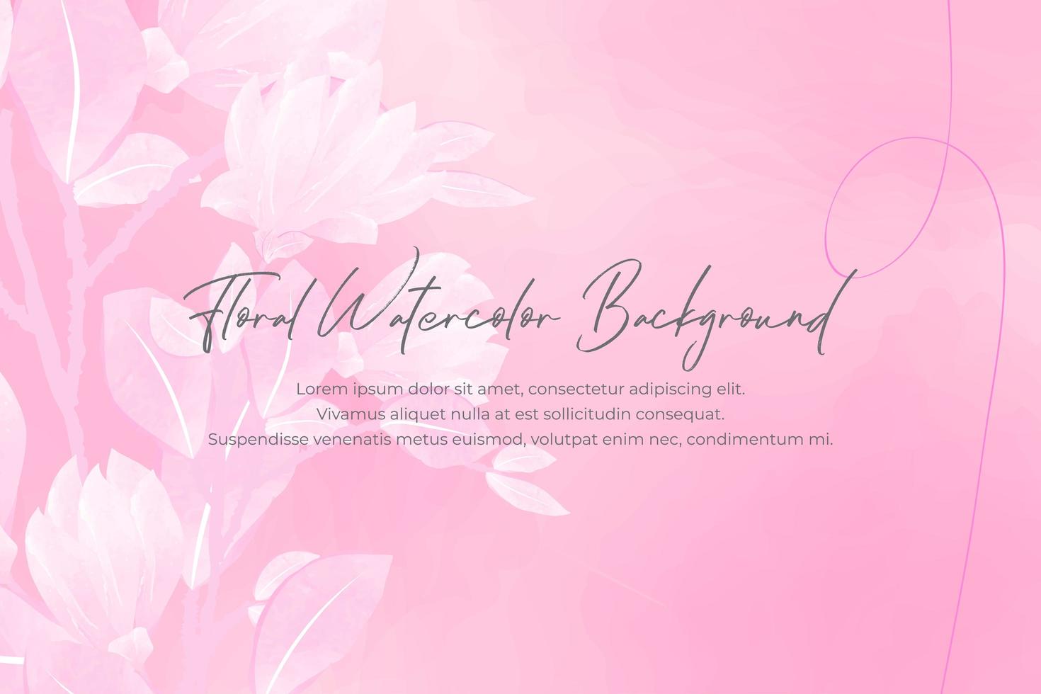 Watercolor floral background with pink concept vector