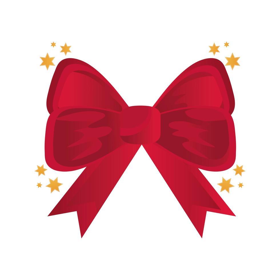 red bow ribbon decoration icon vector