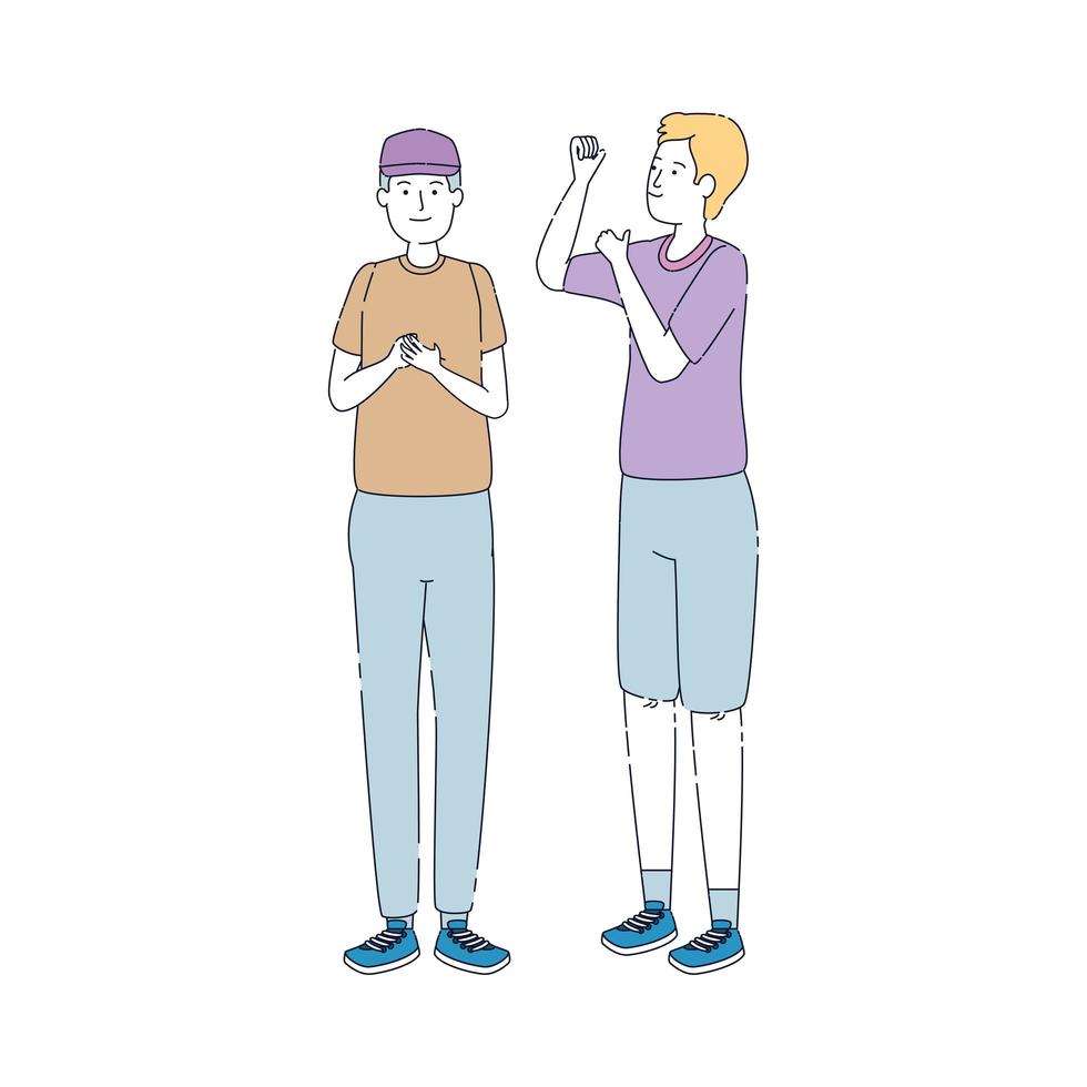 young and casual men characters vector