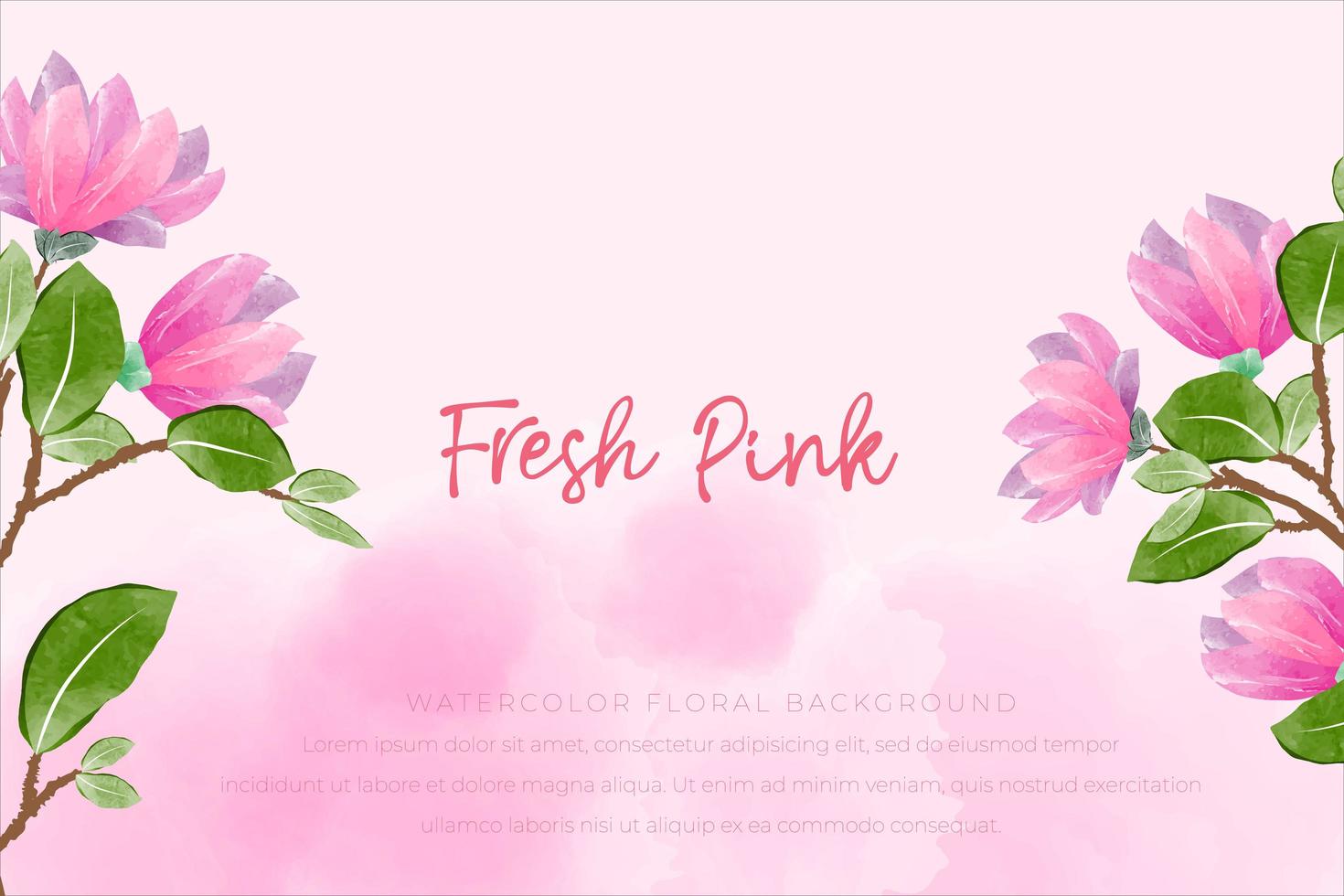 Floral watercolor background with pink concept vector