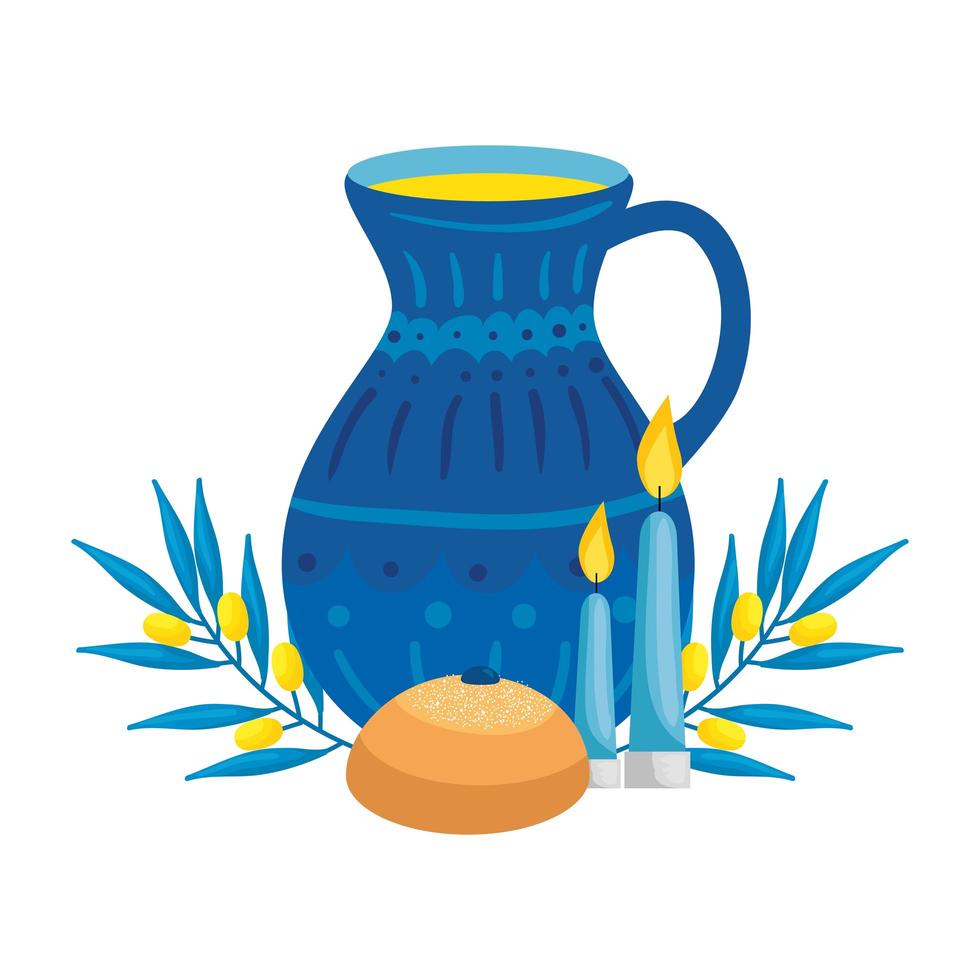 round bread with with olive branches and icons vector