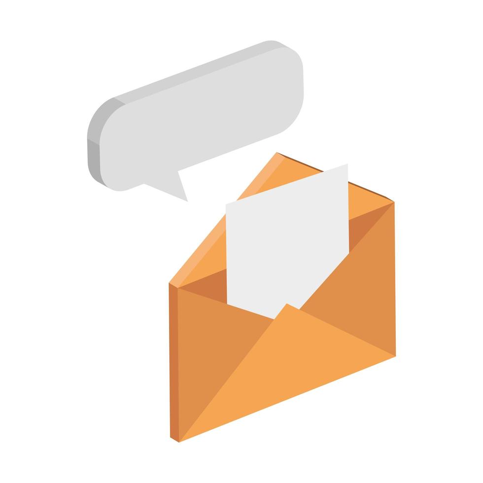 envelope mail with speech bubble isolated icon vector