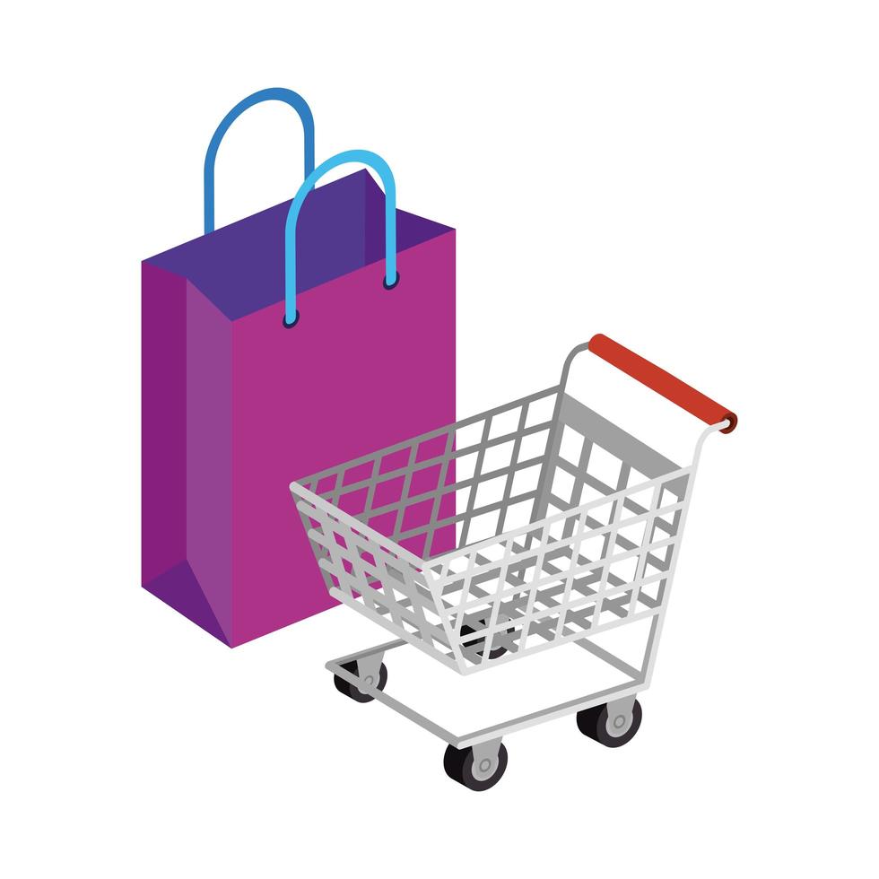 bag with car shopping isolated icon vector