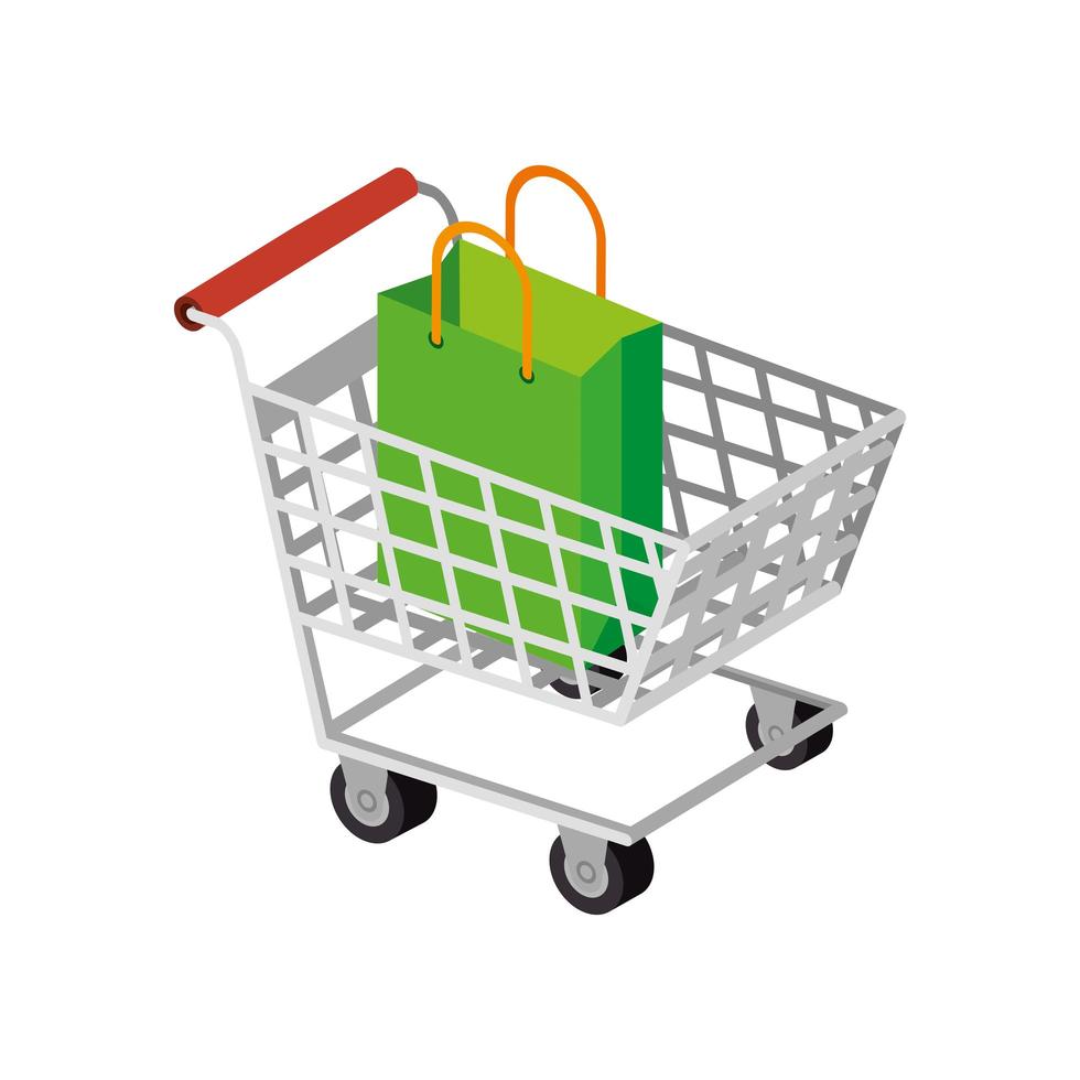 bag with car shopping isolated icon vector