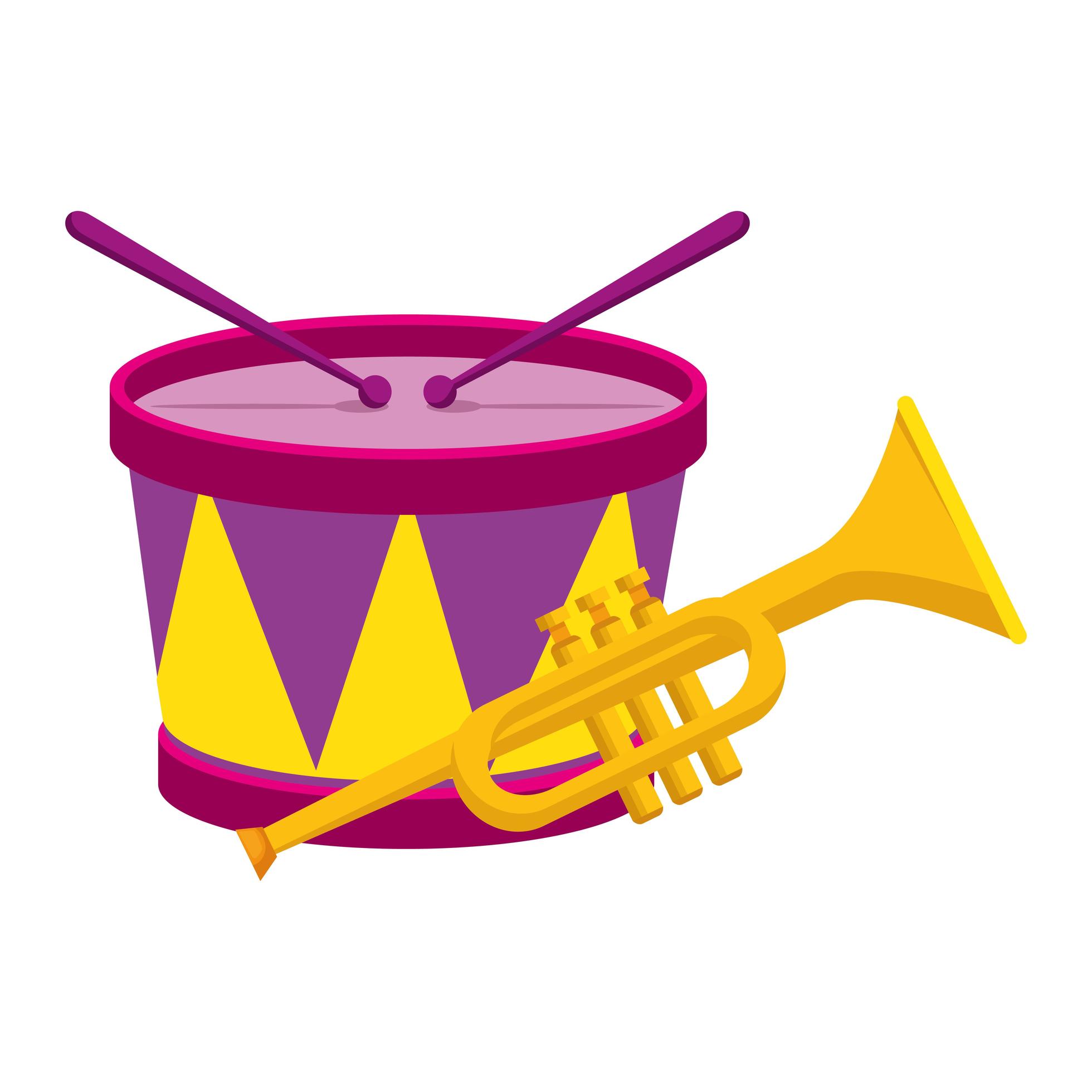 Isolated drum and trumpet instrument vector design 1952263 Vector Art