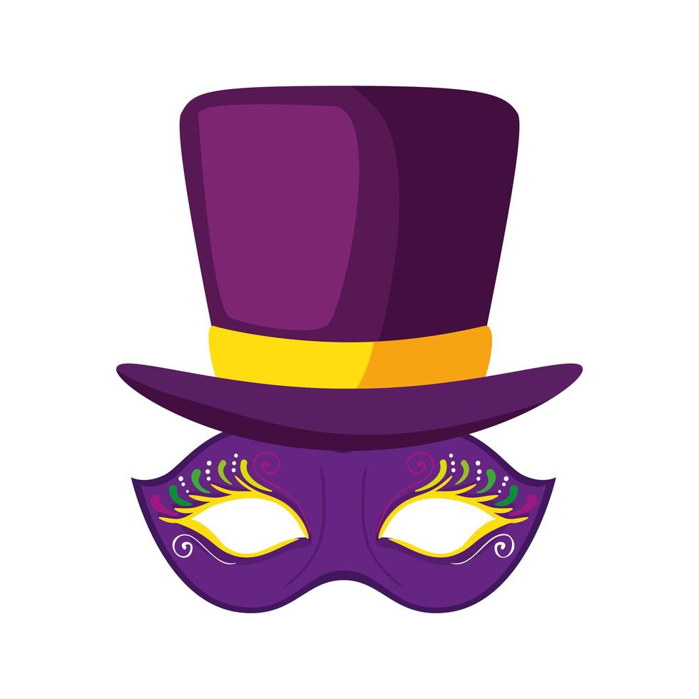 Isolated mardi gras mask and hat vector design