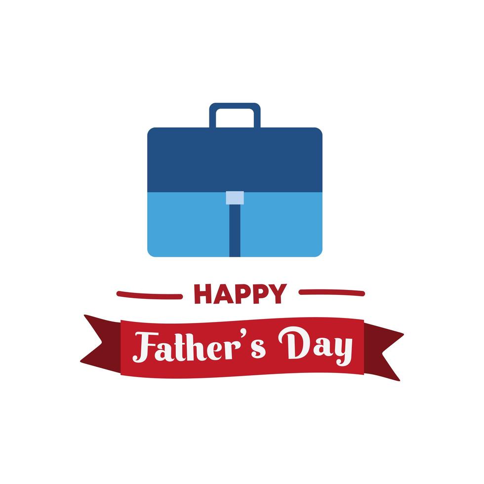 Father's day celebration with briefcase and text, love dad ever. Simple flat element isolated on white background. vector