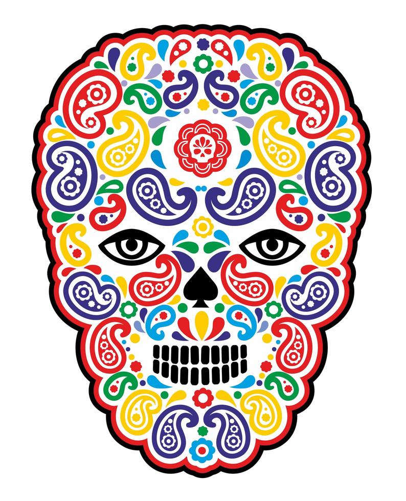 calavera con estampado paisley vector