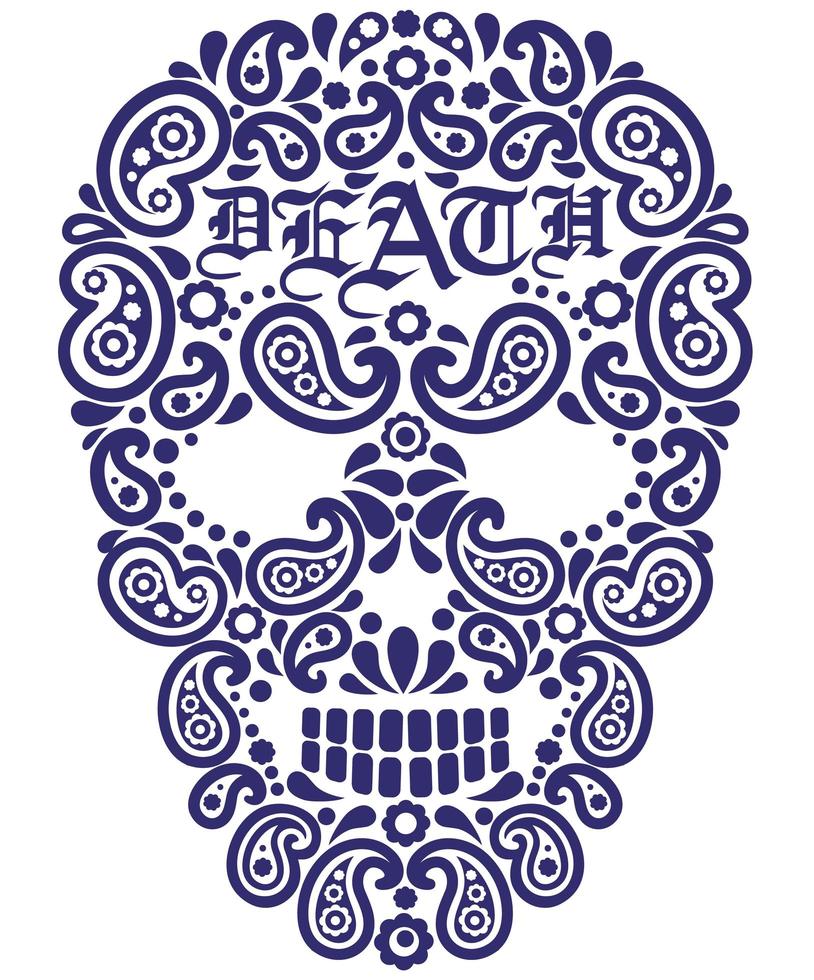 Skull with paisley pattern vector