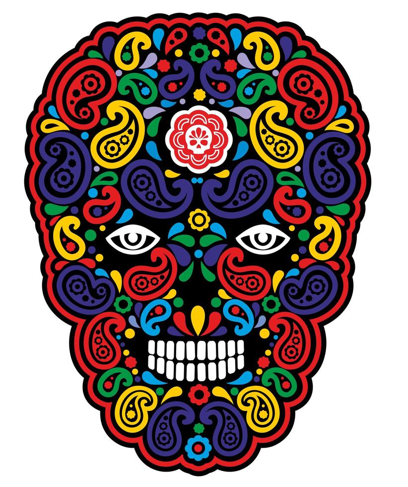 calavera con diseño paisley vector