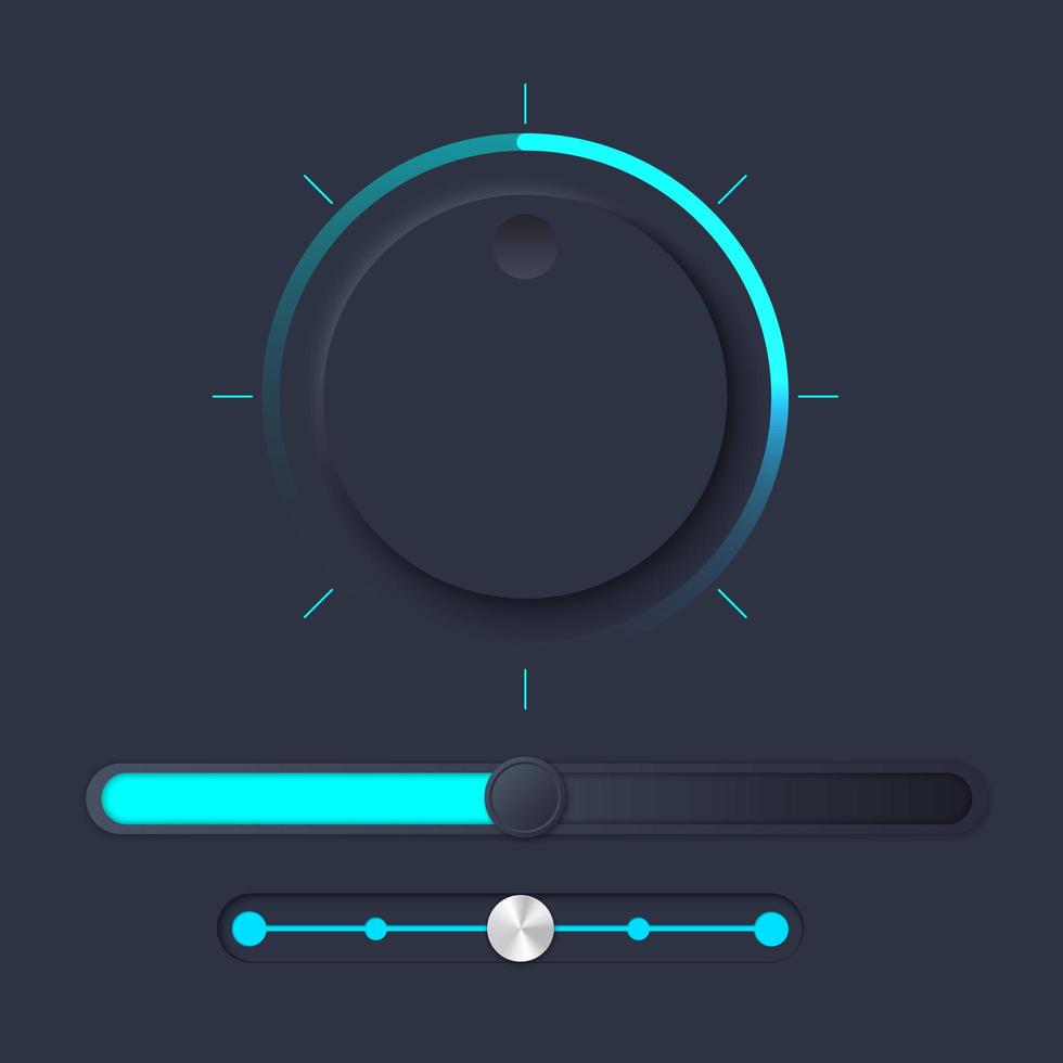 Neumorph UI kit with Volume Knob and slider vector