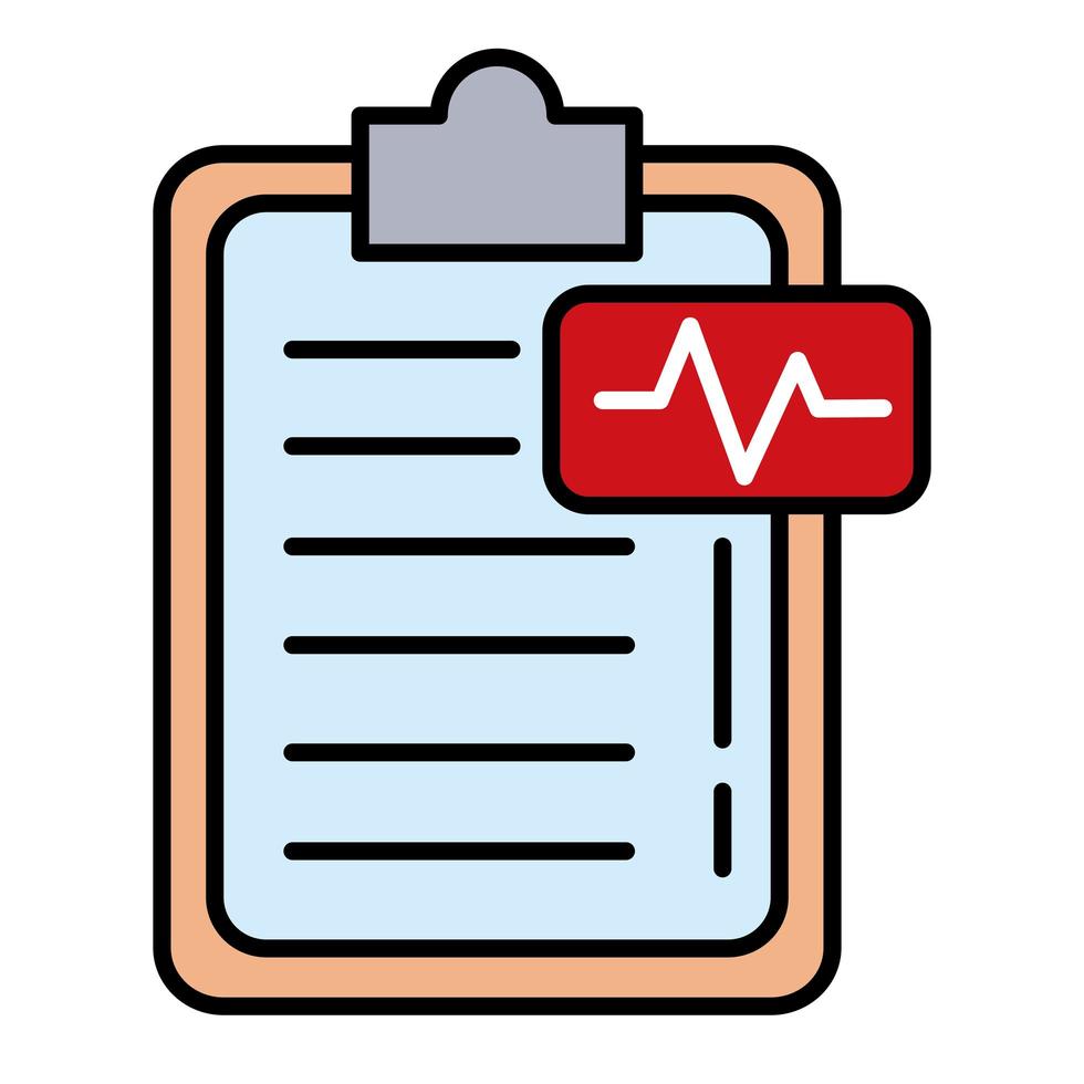 ekg pulse with checklist line and fill style vector