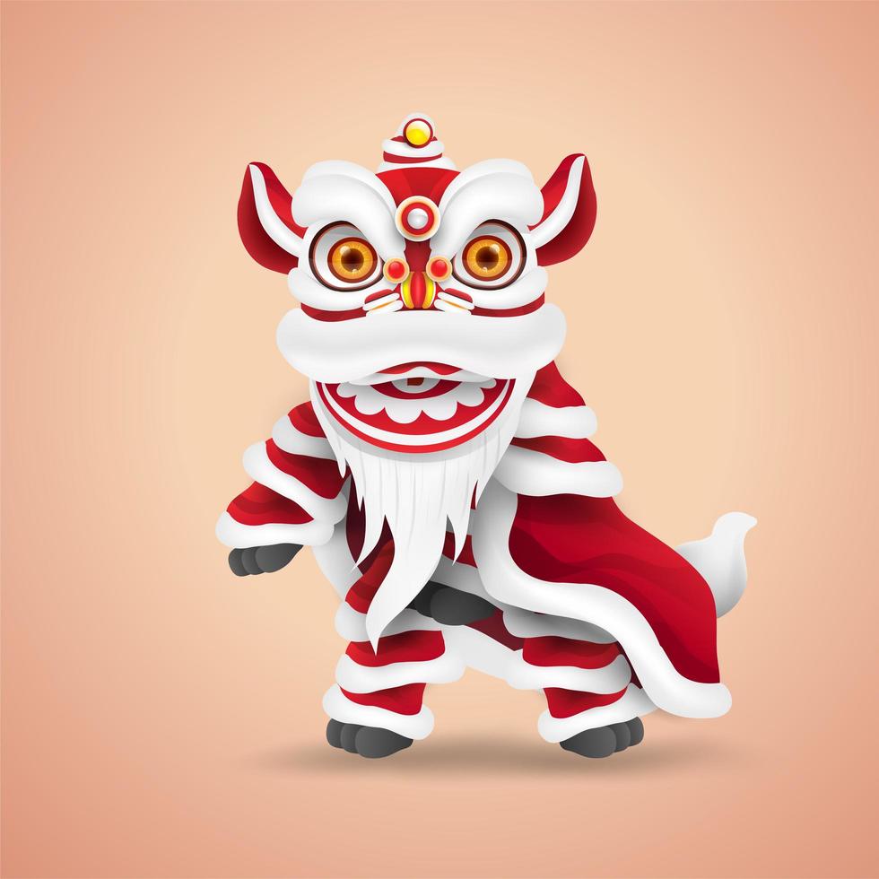 Chinese new year lion dance. Happy and cute character cartoon. Isolated. vector