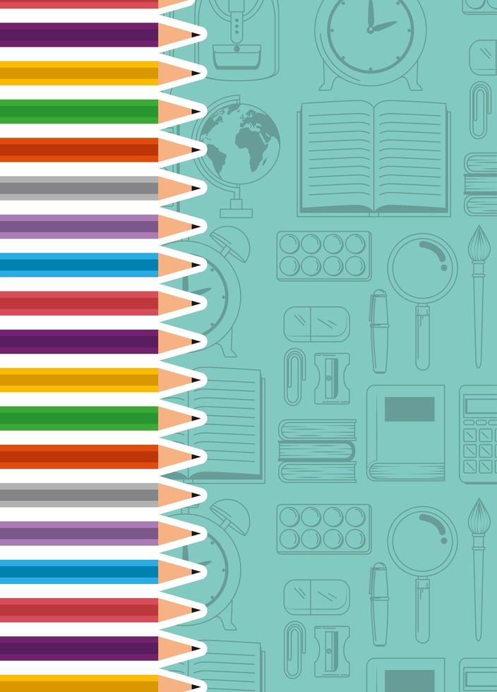 set of colors pencils school vector