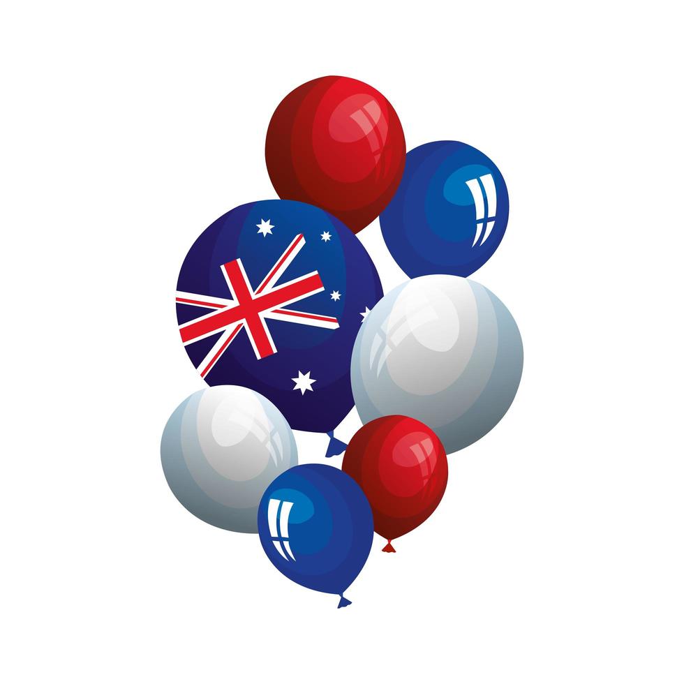 Establecer globos de helio con bandera australia vector