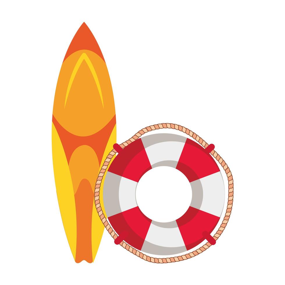 surf board sport with float lifeguard vector