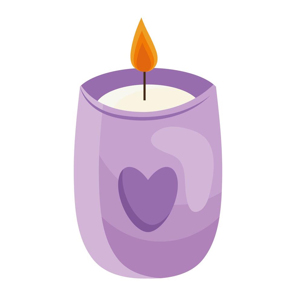 candle with heart hygge style icon vector