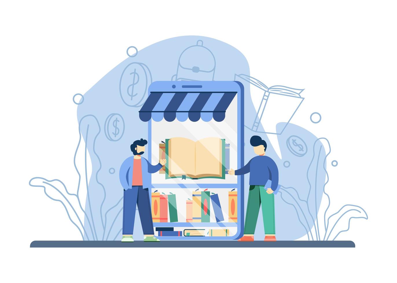 Online bookstore concept vector