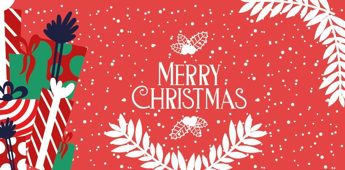 Merry Christmas banner with gifts vector