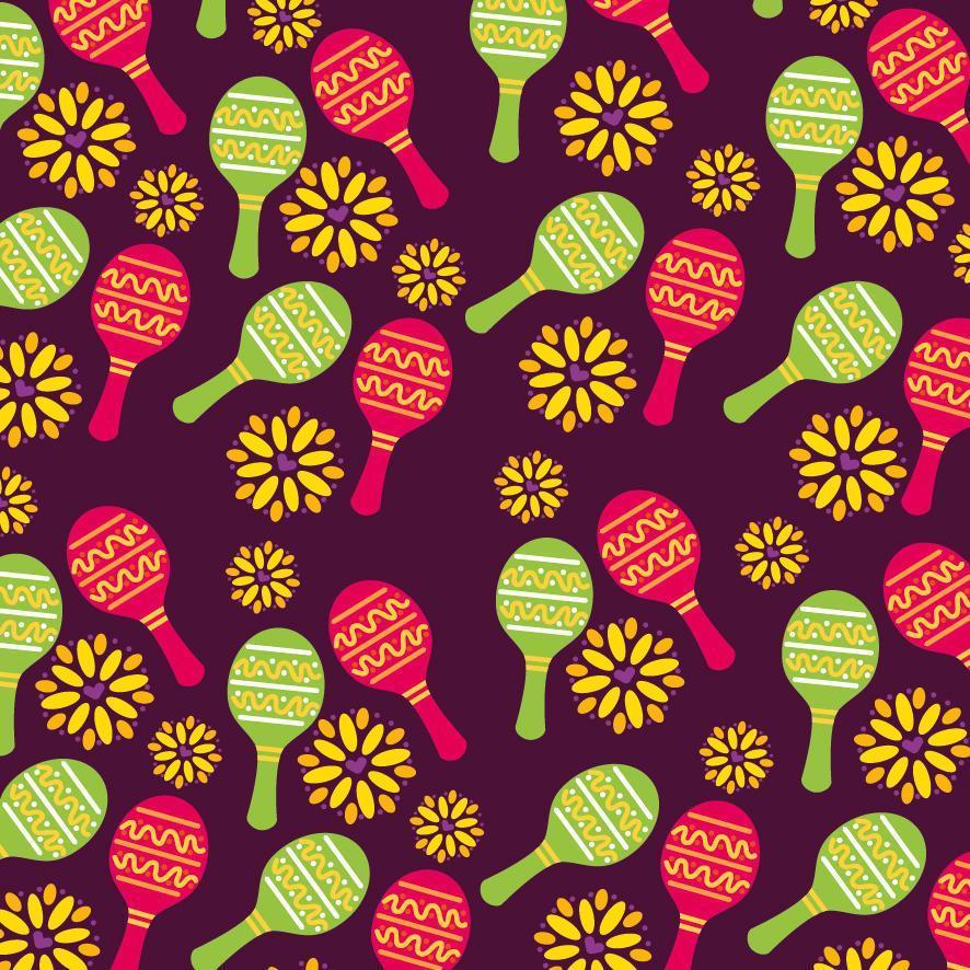 Mexican maracas pattern background vector