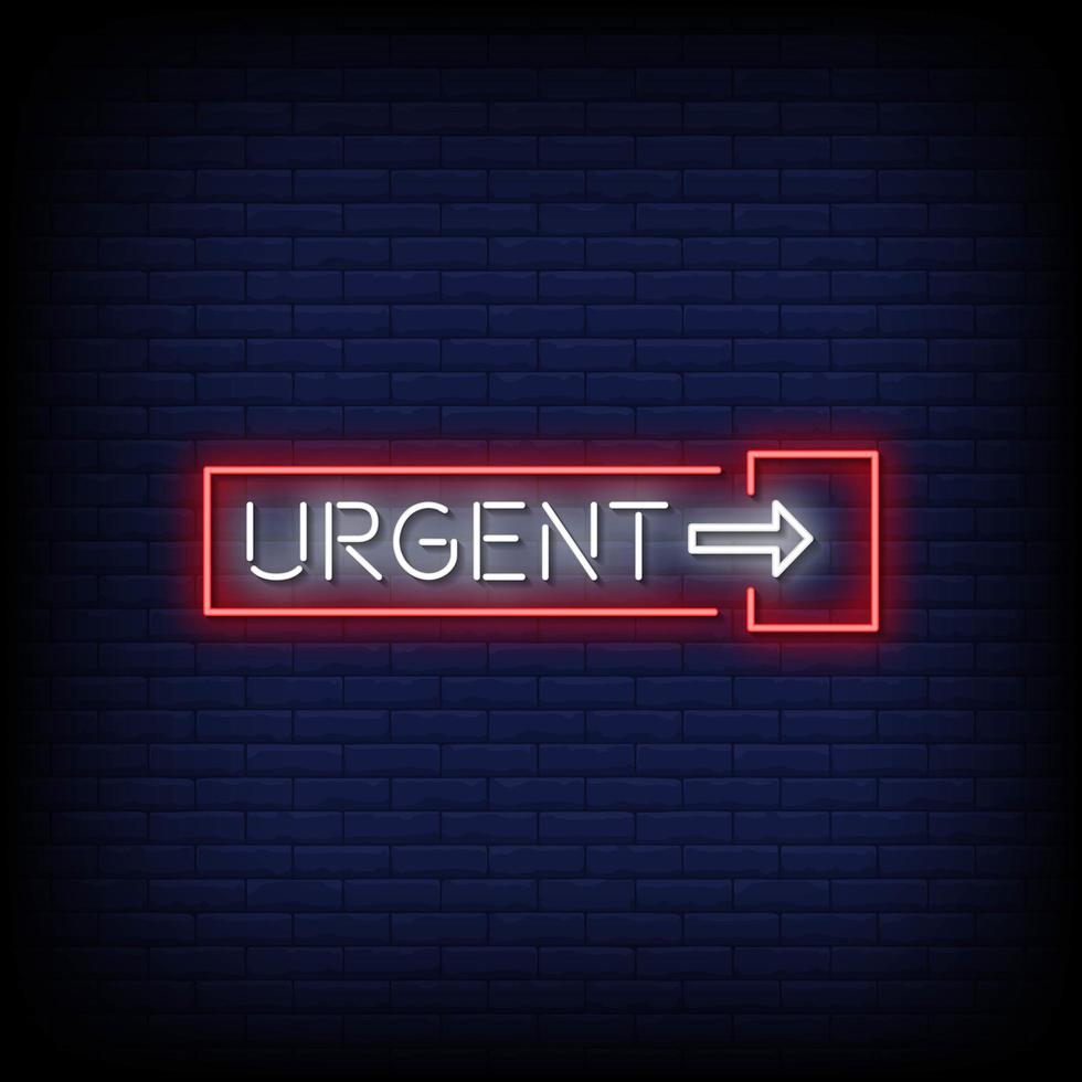 Urgent Neon Signs Style Text Vector