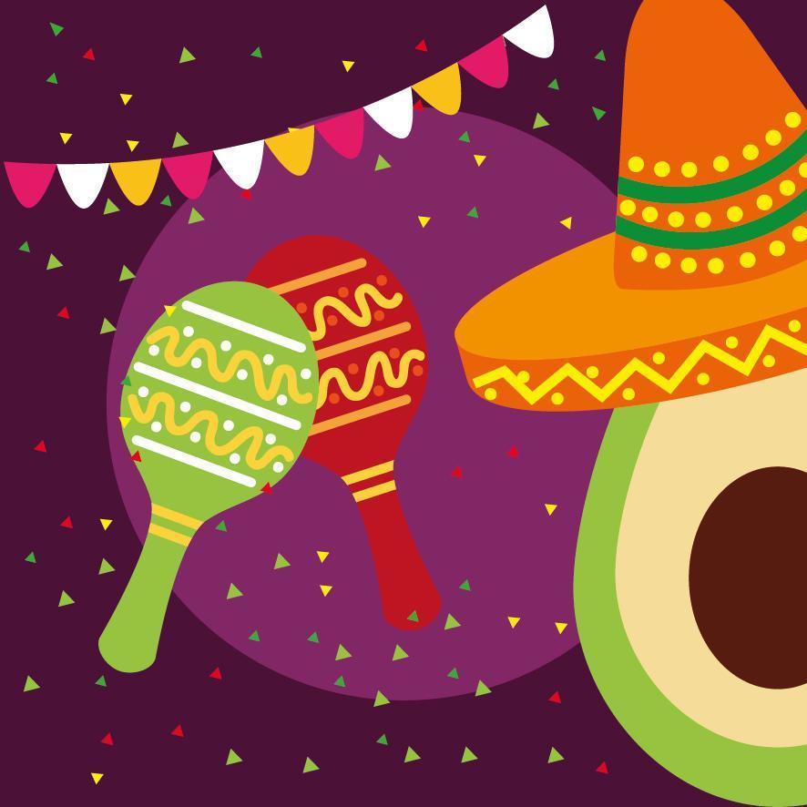 aguacate mexicano con diseño de vector de sombrero