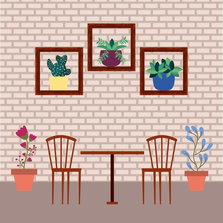 Home interior with potted plants vector