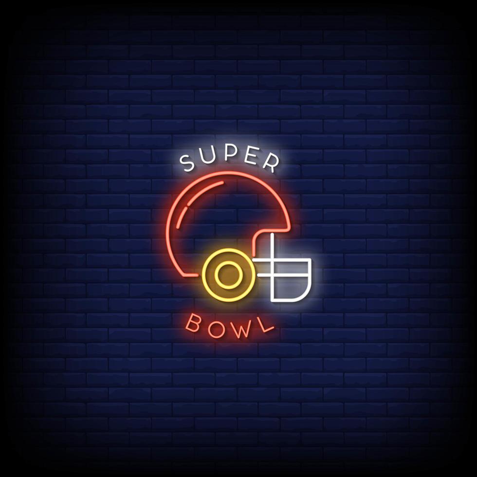 Super Bowl Neon Signs Style Text Vector