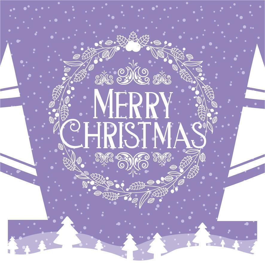 Merry Christmas card with winter landscape vector