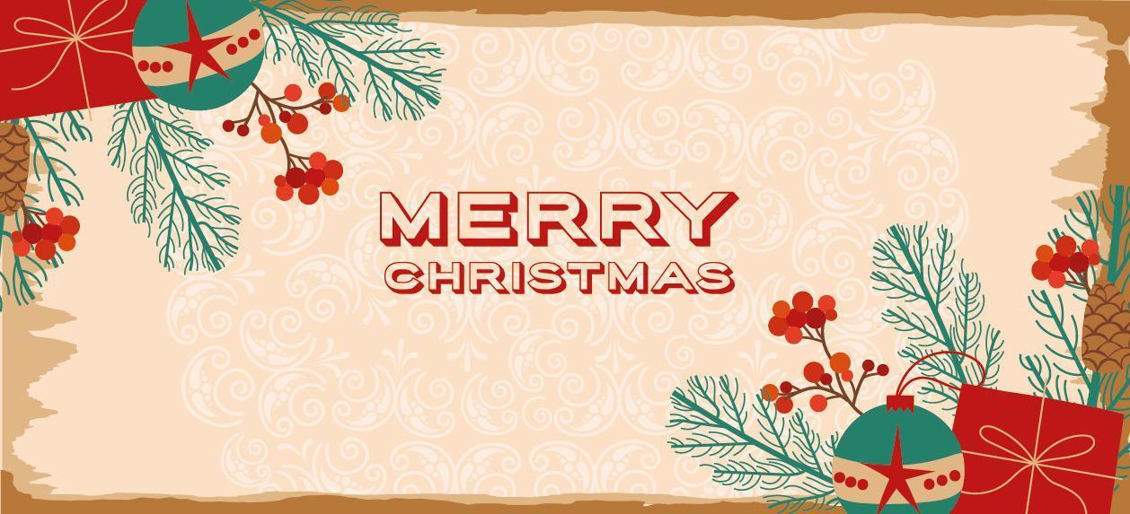 Merry Christmas vintage banner vector