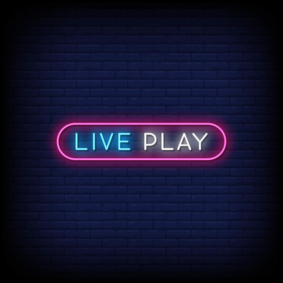 Live Play Neon Signs Style Text Vector