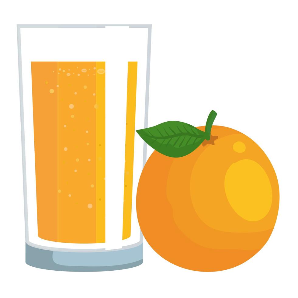 jugo de naranja fruta con vaso vector