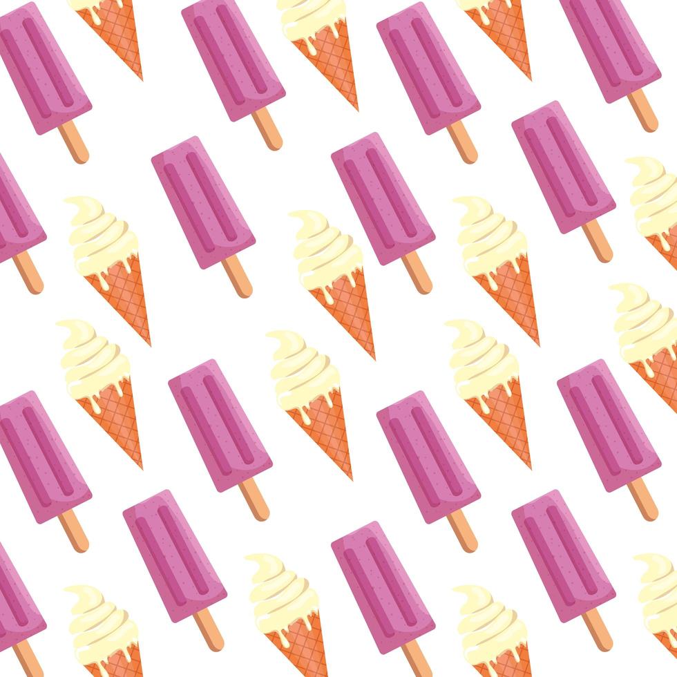 ice creams with stick pattern background vector
