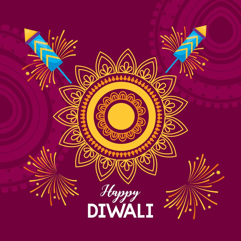 happy diwali festival poster flat design vector