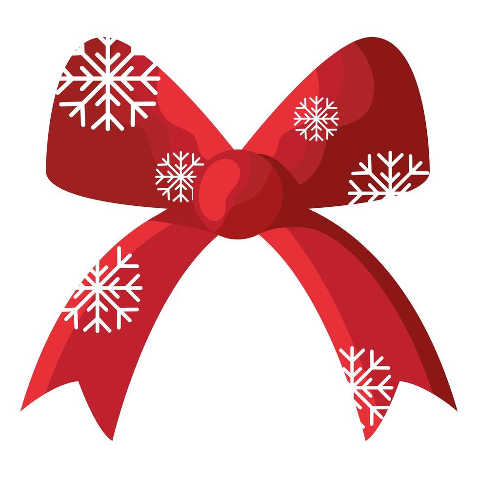 happy merry christmas bow with snowflakes vector