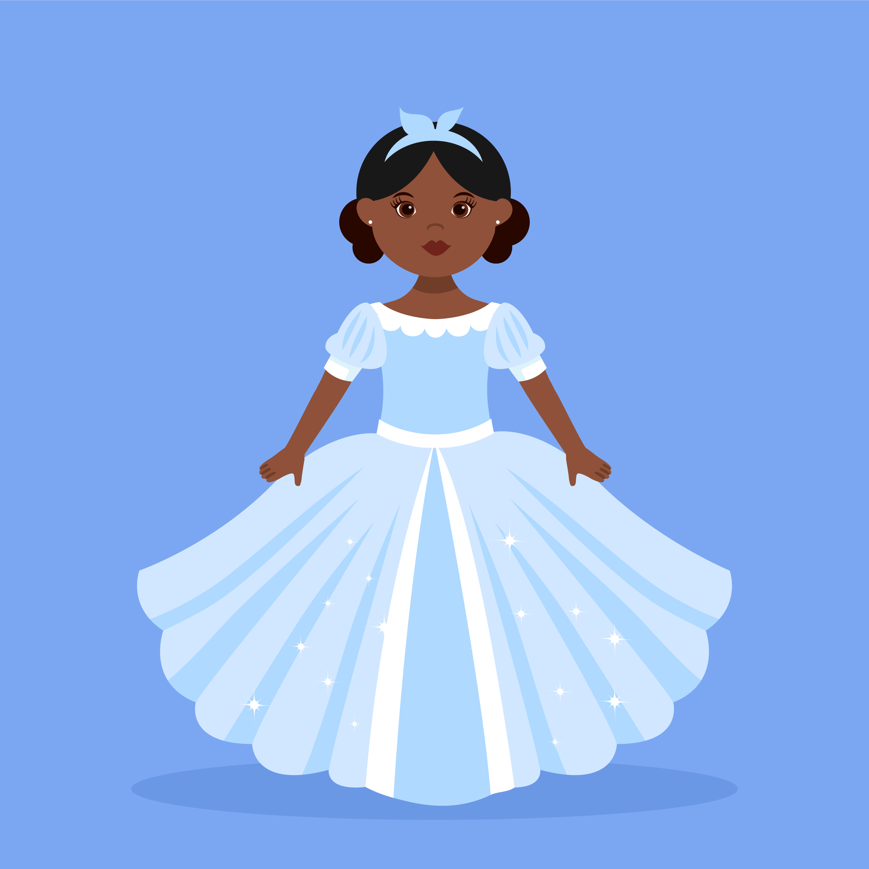Black Princess Wearing Light Blue Dress 1952619 Vector Art at Vecteezy