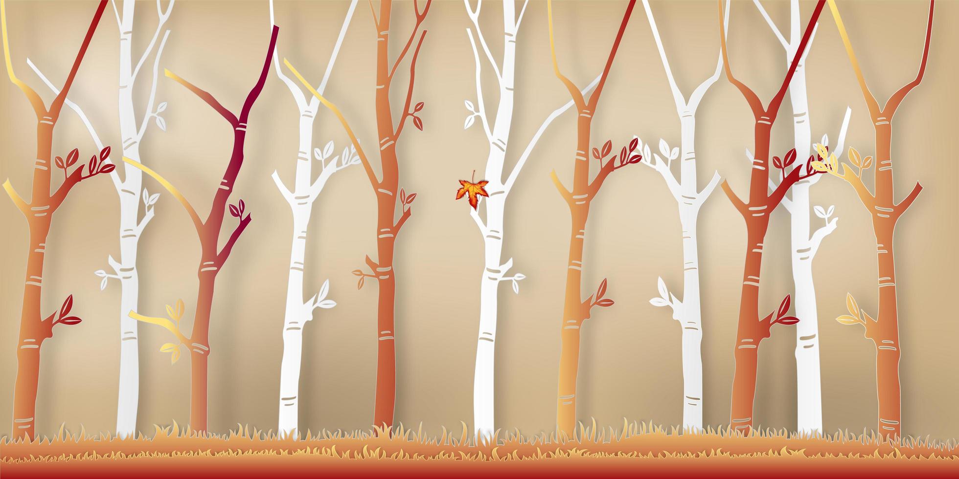 arte de papel de la temporada de otoño en el bosque vector