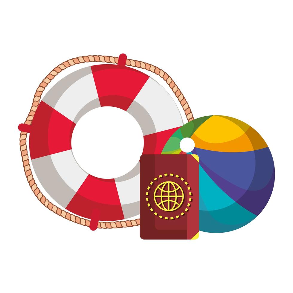 beach balloon with float and passport vector