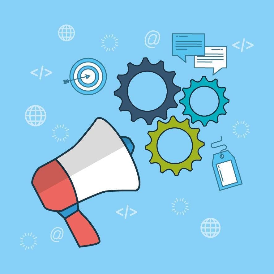 digital marketing technology with megaphone vector