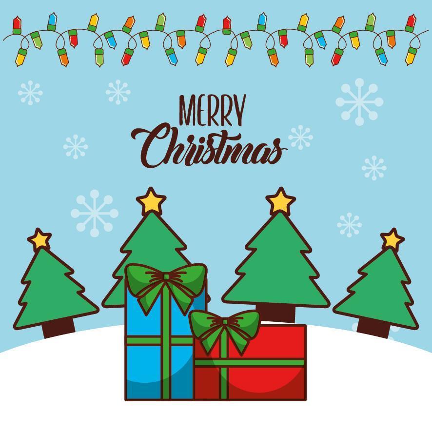 Merry Christmas card with pine tree vector