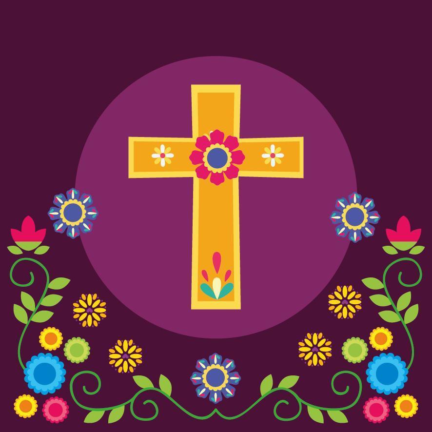 diseño vectorial de flores y cruz mexicana vector