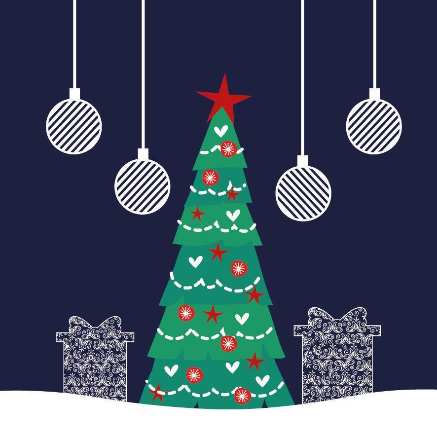 Merry Christmas card with pine tree vector