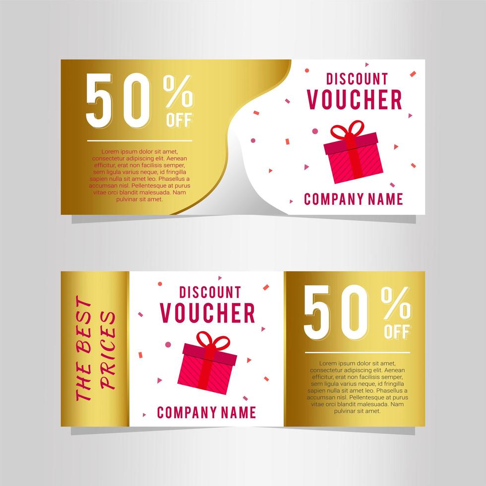 Modern gift voucher template with gift box vector