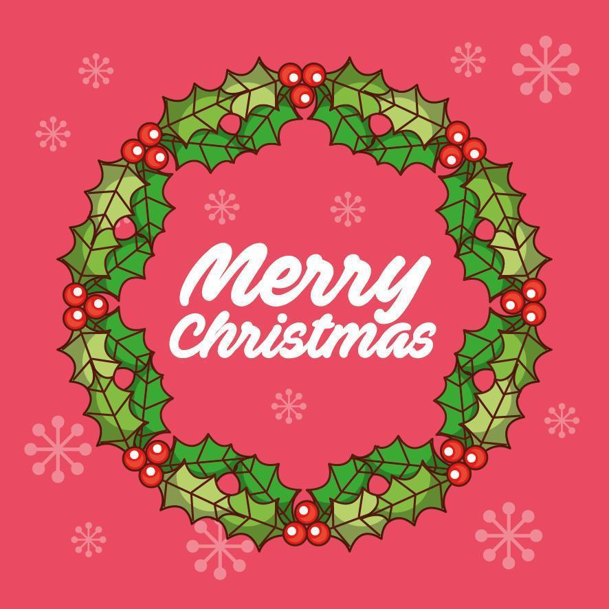 Merry Christmas vintage card with wreath vector