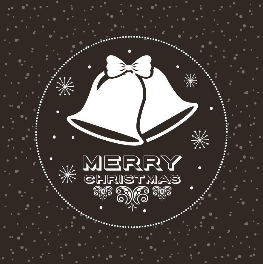 Merry Christmas card with bells hanging vector