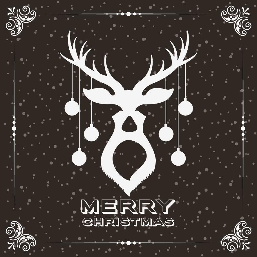 Merry Christmas vintage card with reindeer vector