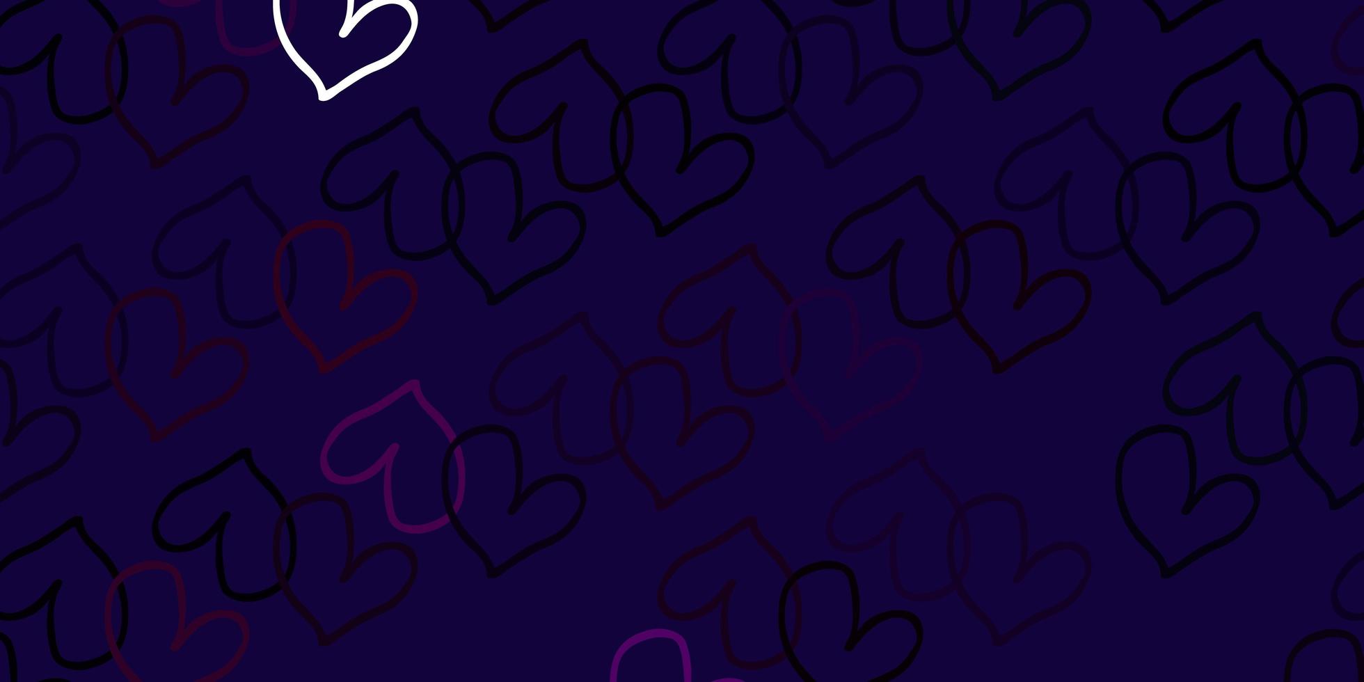 Light Pink vector pattern with colorful hearts.