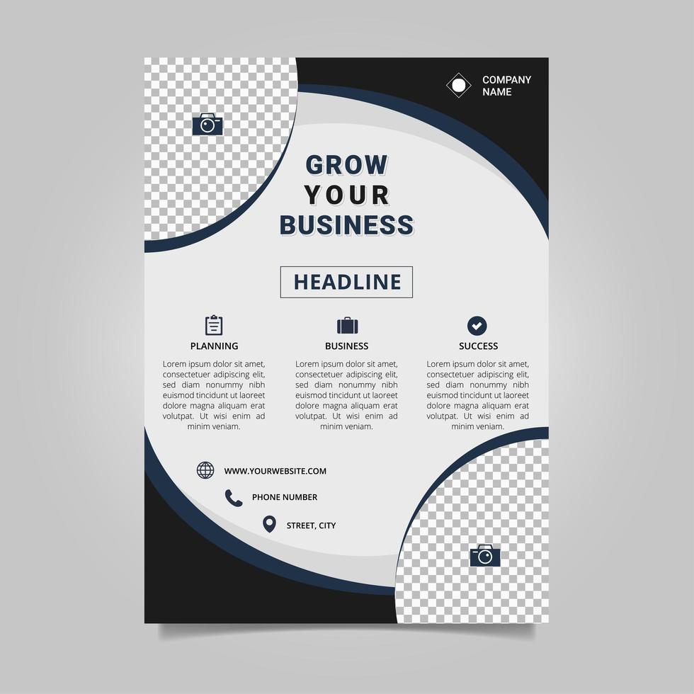 Blue and black corporate flyer template vector