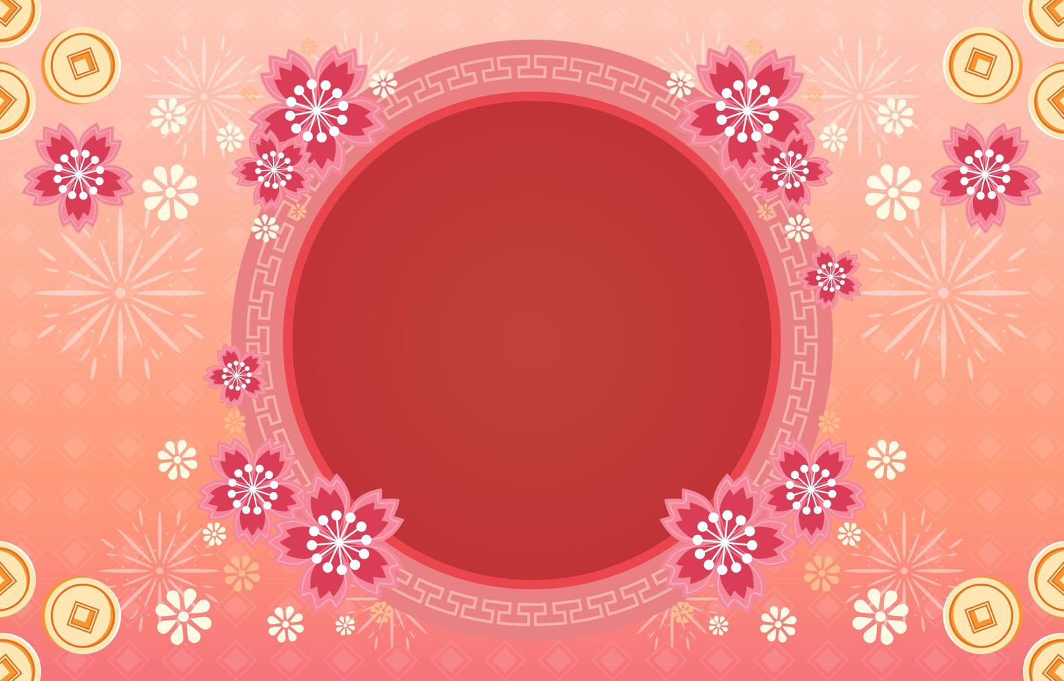Beautiful Chinese New Year Flower Frame vector