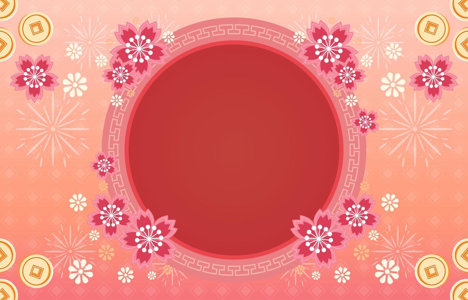 Beautiful Chinese New Year Flower Frame vector